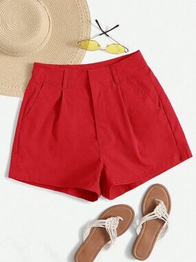 Red Casual Women's Shorts